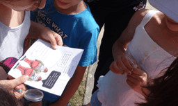 Enfants lisant un message du jeu Alice au pays des merveilles