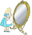 Alice au pays des merveilles en face du miroir magique