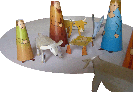 Crèche en papier avec pliages