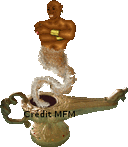 Génie sortant d'une lampe magique